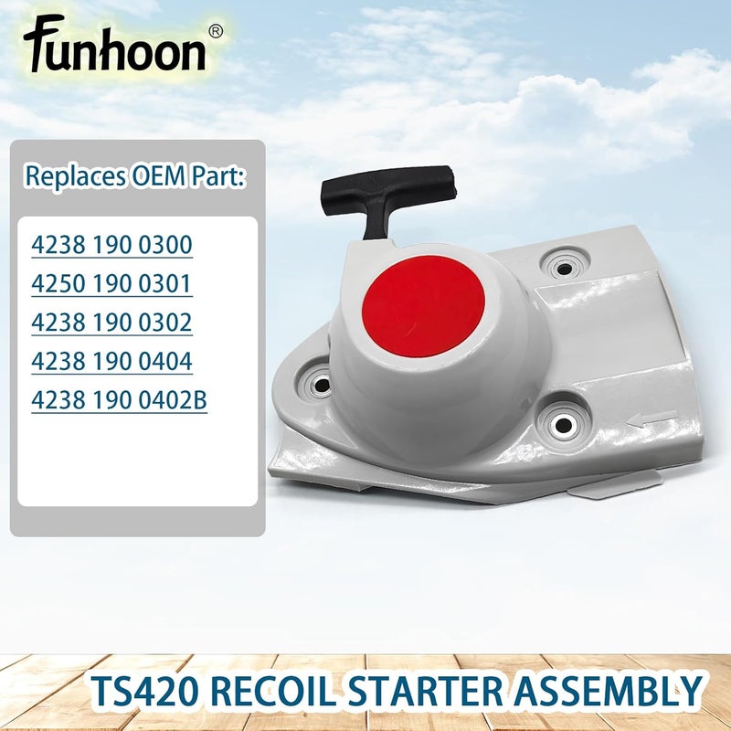 Funhoon 4238 190 0300 Recoil Starter Assembly for Stihl Chainsaw TS410 TS420 TS410Z TS420Z TS480i TS510i Concrete Cut Off Quickie Saw Pull Start Assembly - Image 2